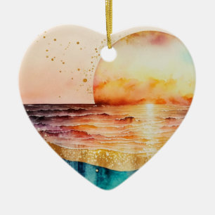 The Watercolor Beach Series Design 3 Ceramic Ornament