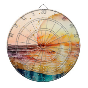 The Watercolor Beach Series Design 3 Dartboard