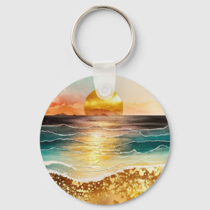 The Watercolor Beach Series Design 3 Key Ring