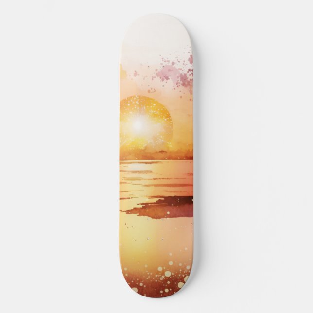 The Watercolor Beach Series Design 3 Skateboard (Front)