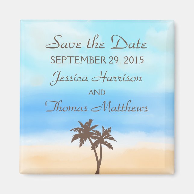 The Watercolor Beach Wedding Collection Magnet (Front)