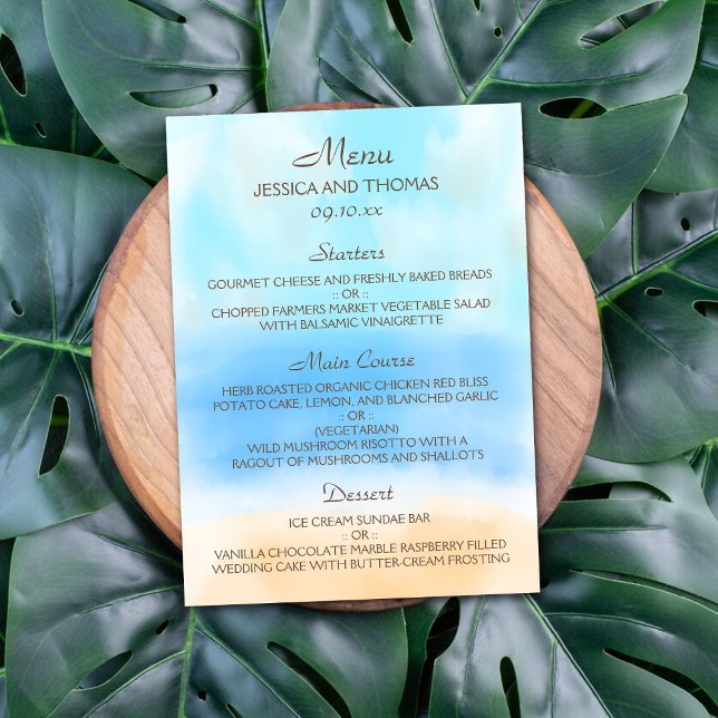 The Watercolor Beach Wedding Collection Menu (Creator Uploaded)