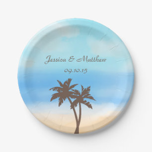 The Watercolor Beach Wedding Collection Paper Plate