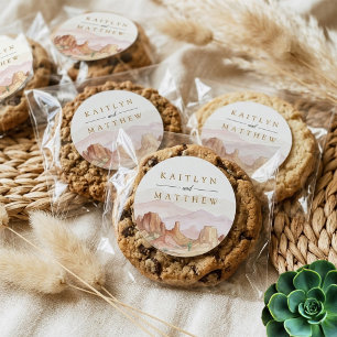 The Watercolor Desert Range Wedding Suite - Classic Round Sticker