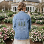 The Watercolor Pine Tree Forest Wedding Collection Denim Jacket<br><div class="desc">Celebrate your wedding in style with this rustic "Just Married!" denim jacket. The design features hand painted watercolor pine trees with easy to personalise template wording. Cherish the memories with your very own personalised wedding jacket. Matching wedding items can be found in the collection.</div>
