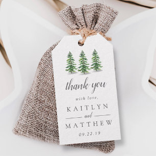 The Watercolor Pine Tree Forest Wedding Collection Gift Tags