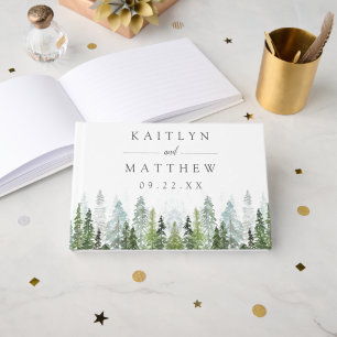 The Watercolor Pine Tree Forest Wedding Collection Guest Book