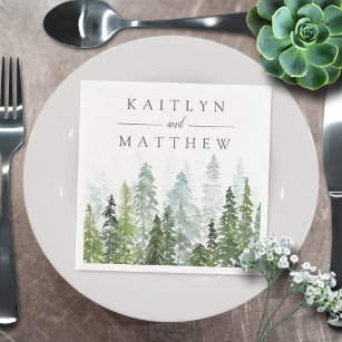 The Watercolor Pine Tree Forest Wedding Collection Napkin
