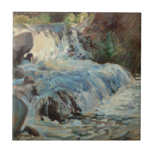 The Waterfall by Twachtman, Vintage Impressionism Ceramic Tile