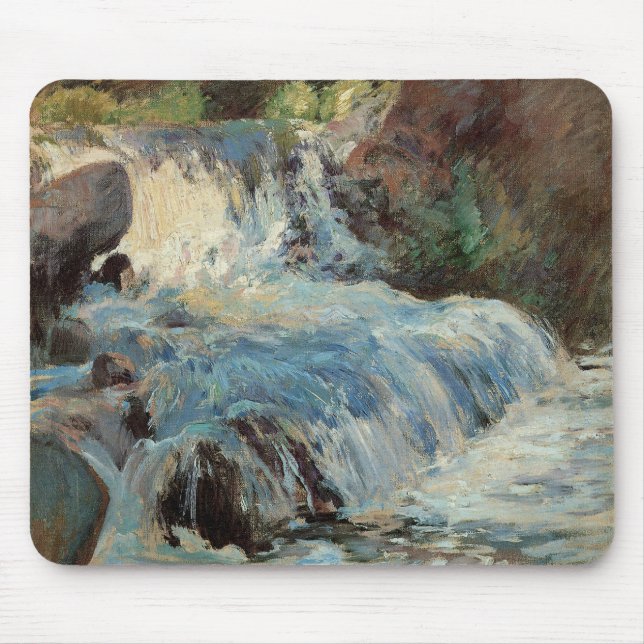 The Waterfall by Twachtman, Vintage Impressionism Mouse Pad (Front)