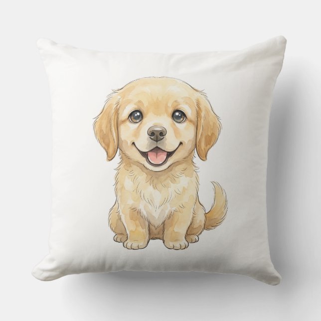 The Waterfowl Hunter: Cute Golden Retriever Cushion (Front)