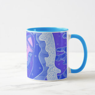 The Wave, Mermaid, Asian Girl, blue & pink Mug