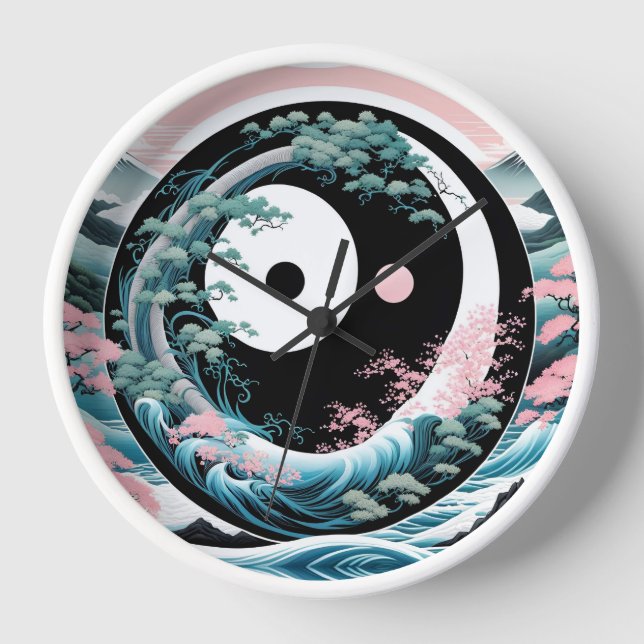 The Wave Pink Sage Teal Clock (Front)