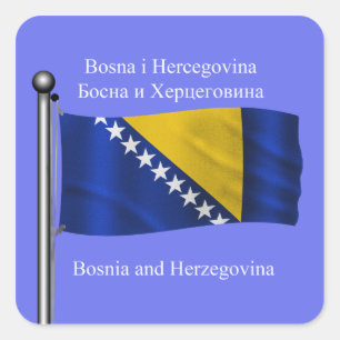 The waving flag of Bosnia and Herzegovina Square Sticker