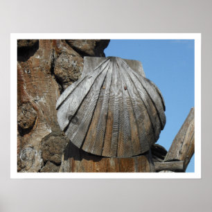 The Way of St. James Carved Wood Scallop Poster
