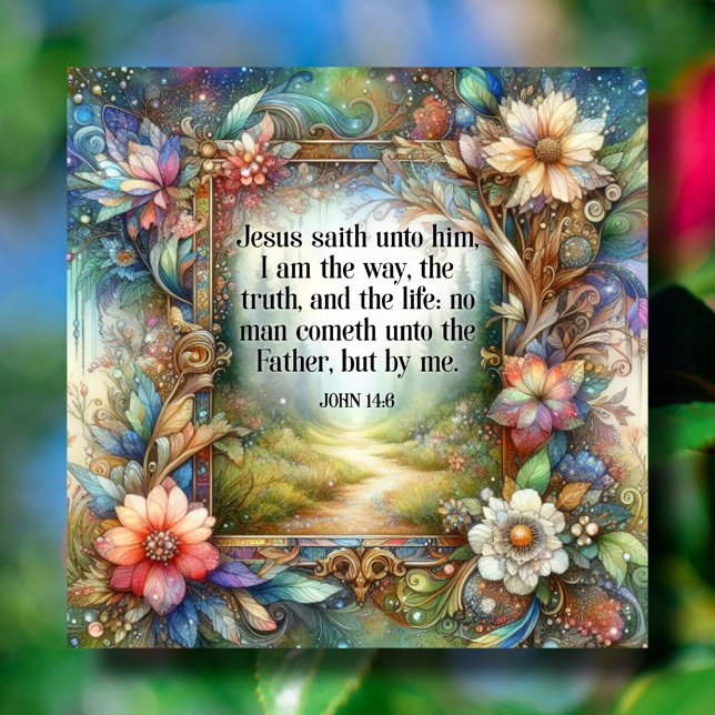 The Way Truth And Life Art Nouveau Floral Easter Holiday Card (Creator Uploaded)