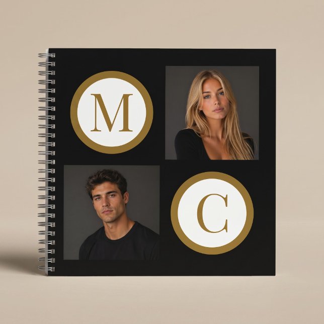 The Way We Are Custom Couple Photo Monogram Black Notebook (Creator Uploaded)