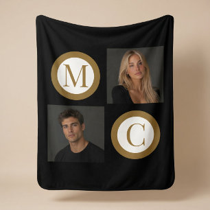 The Way We Are Custom Couple Photo Monogram Black Sherpa Blanket