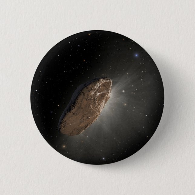 The Wayward Interstellar Object Oumuamua. 6 Cm Round Badge (Front)