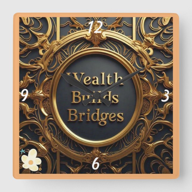 "The Wealth Connection" Square Wall Clock (Front)