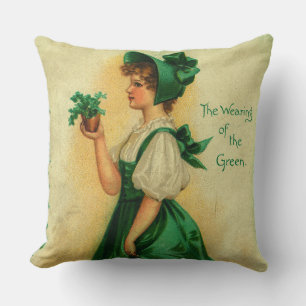 "The Wearing of the Green" vintage card, 1907 Cushion