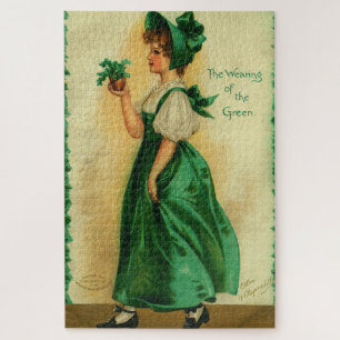 "The Wearing of the Green" vintage card, 1907 Jigsaw Puzzle