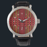 The Weaver Watches<br><div class="desc">The Weaver men's,  women's and kid's watches. The Weaver is an abstract design created by Anna M. Asbury and consists of a black background with a red,  orange,  and yellow weave pattern.</div>