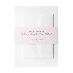 The Wedded Bliss Minimalist Pink Serif Invitation Belly Band