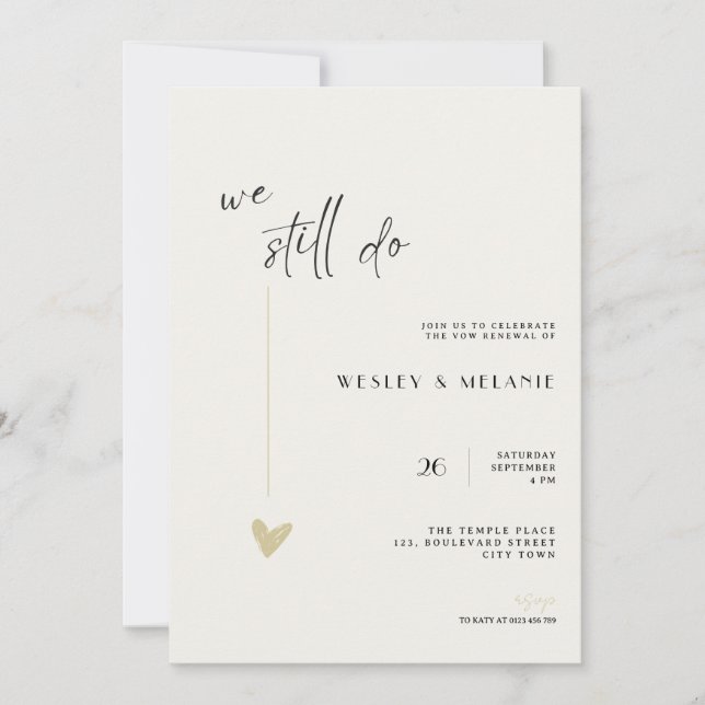 The wedding anniversary Invitation - Black - Gold (Front)