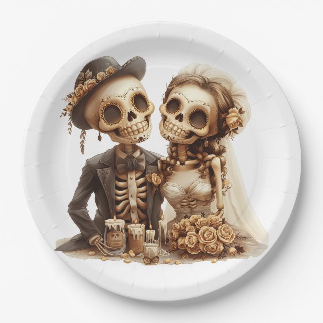 The Wedding Halloween Couple Paper Plate (Front)