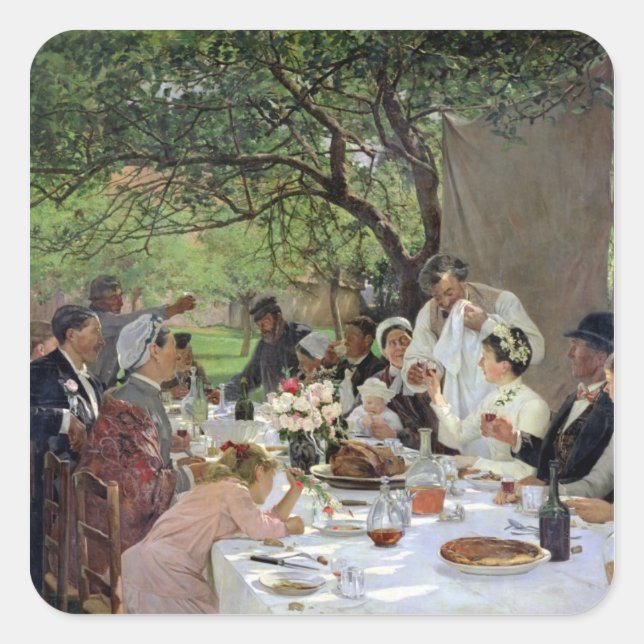 The Wedding Meal at Yport, 1886 Square Sticker (Front)