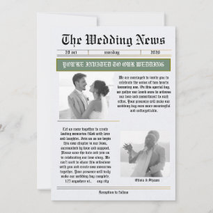 The Wedding News Vintage Newspaper Wedding Invitation