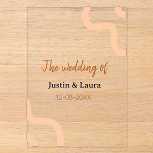 The wedding of add bride groom name date peach acrylic invitations