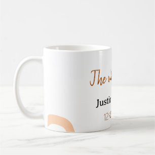 The wedding of add bride groom name date peach coffee mug