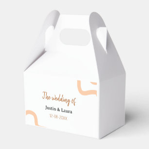 The wedding of add bride groom name date peach favour box