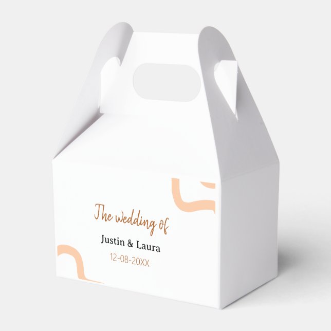 The wedding of add bride groom name date peach favour box (Front Side)