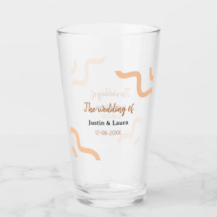 The wedding of add bride groom name date peach glass