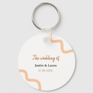 The wedding of add bride groom name date peach key ring