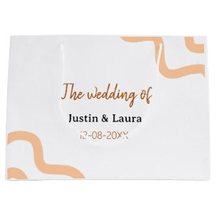 The wedding of add bride groom name date peach large gift bag