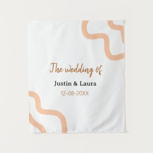 The wedding of add bride groom name date peach tapestry
