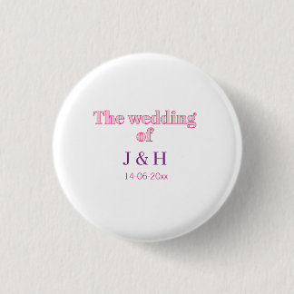 The wedding of add couple name initial letter date 3 cm round badge