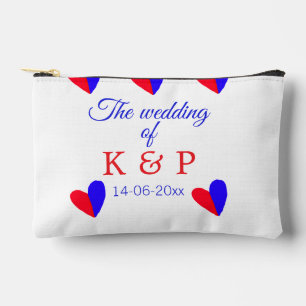 The wedding of add couple name initial letter date accessory pouch