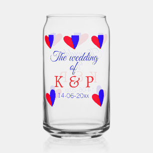 The wedding of add couple name initial letter date can glass