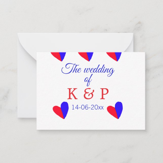The wedding of add couple name initial letter date card (Front)