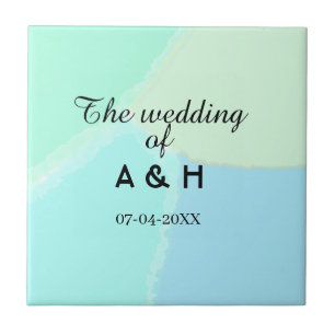 The wedding of add couple name initial letter date ceramic tile