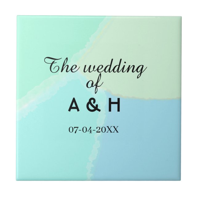 The wedding of add couple name initial letter date ceramic tile (Front)