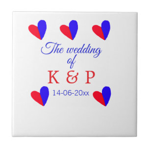 The wedding of add couple name initial letter date ceramic tile