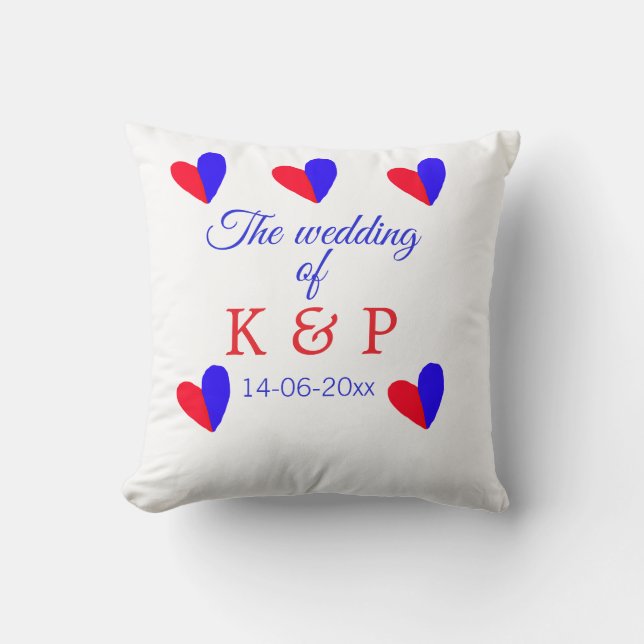 The wedding of add couple name initial letter date cushion (Front)