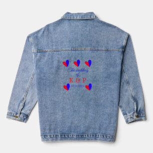The wedding of add couple name initial letter date denim jacket