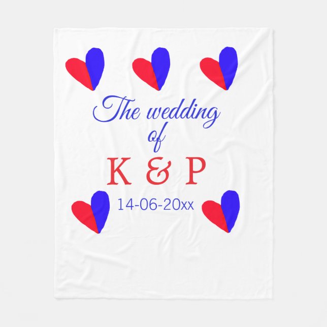 The wedding of add couple name initial letter date fleece blanket (Front)